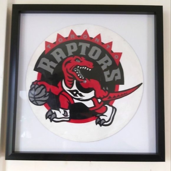 Handpainted Vinyl Record Painting ~ NBA TORONTO RAPTORS - Framed - Picture 1 of 2